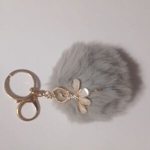 Gray Pom Pom Ballerina Keychain